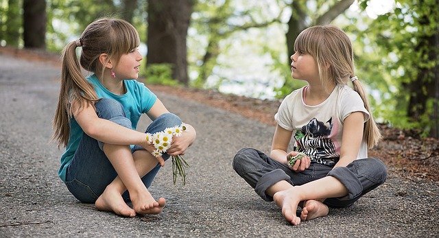 girls talking sat down